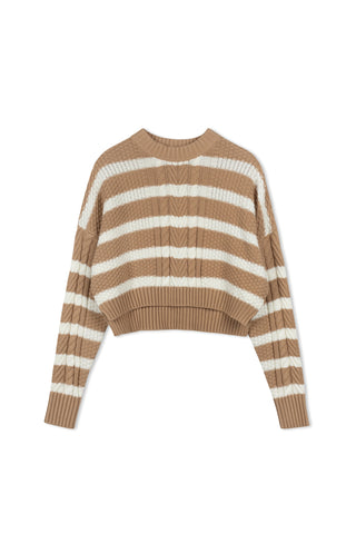Km cable striped sailor sweater