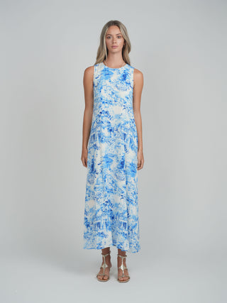 POINT GEORGETTE COLUMN DRESS