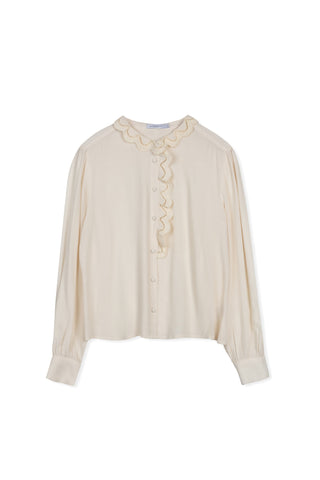 Ceremony Ruffle Button Down Blouse