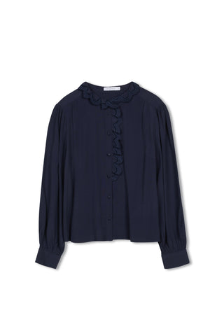 Ceremony Ruffle Button Down Blouse