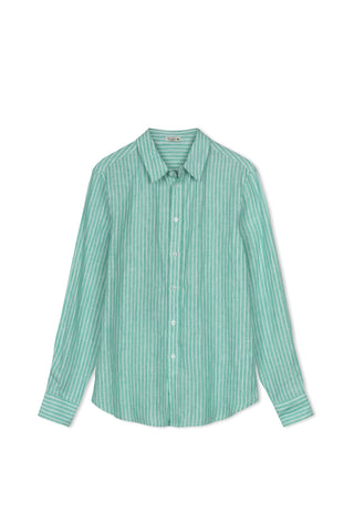 POINT STRIPE LINEN BLOUSE