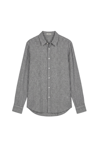 POINT STRIPE LINEN BLOUSE