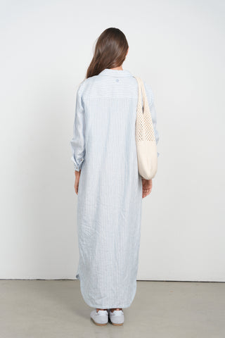 POINT STRIPE LINEN DRESS