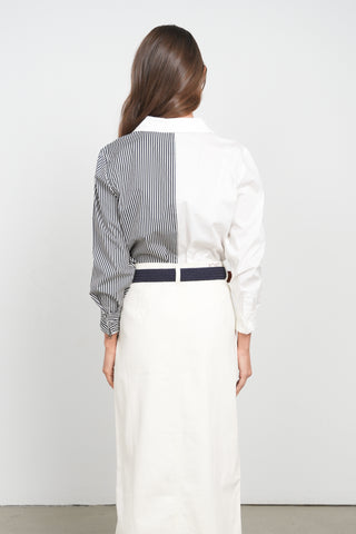 POINT HALF STRIPE BUTTON UP