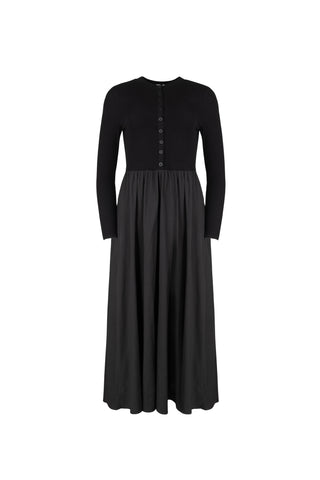 POINT MIXED POPLIN DRESS
