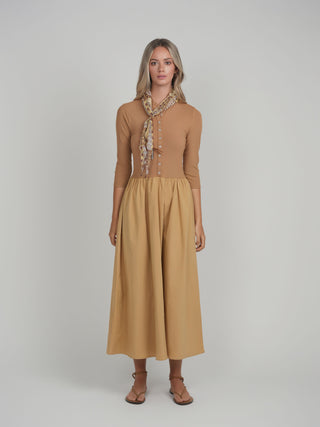 POINT MIXED POPLIN DRESS