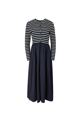 POINT MIXED POPLIN DRESS