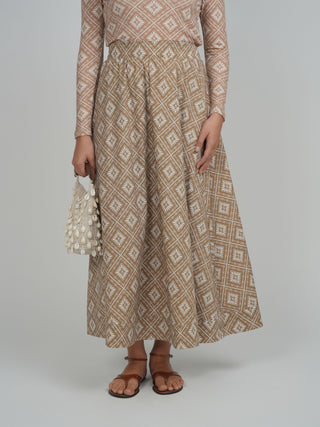 POINT PRINTED POPLIN MAXI SKIRT