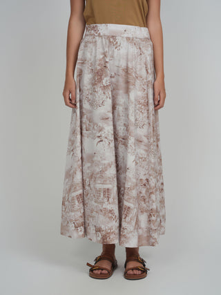 POINT PRINTED POPLIN MAXI SKIRT