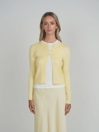 POINT RIBBED KNIT CARDI