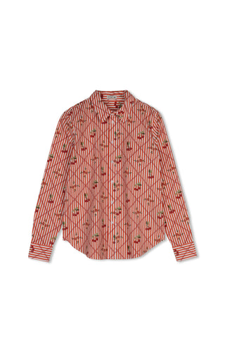 POINT PRINTED POPLIN BLOUSE