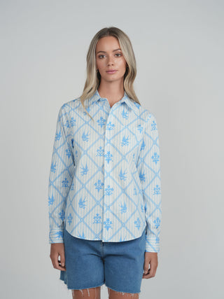 POINT PRINTED POPLIN BLOUSE