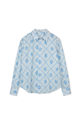 POINT PRINTED POPLIN BLOUSE