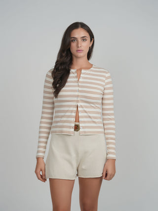 POINT STRIPE TEE CARDI