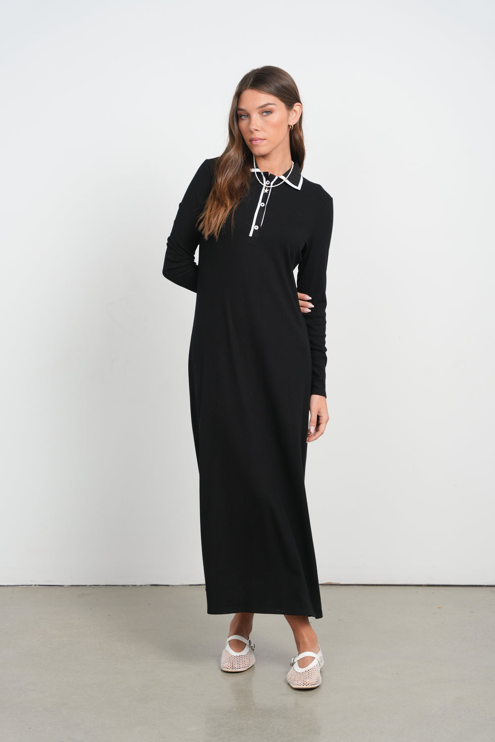black polo dress Point Maxi - Iced Coffee Sticky Bra Recommendations A dress with a color:Sky Blue Black Linen Midi Dress