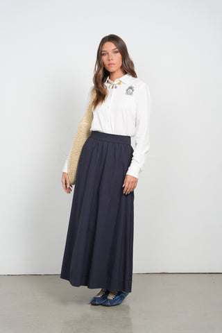 POINT POPLIN MAXI SKIRT