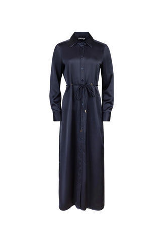 Ceremony silky belted shirt dress