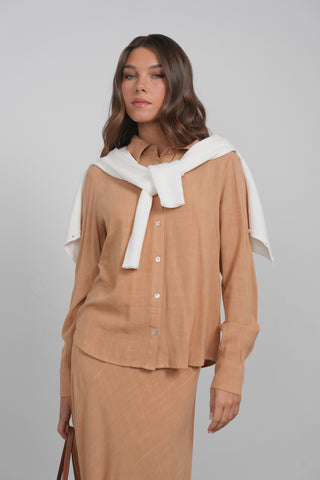 POINT LINEN BUTTON UP SHIRT