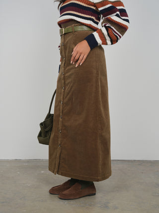 HD Button Front Corduroy Skirt
