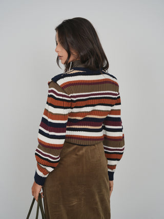 KM Shoulder Detail Striped Sweater