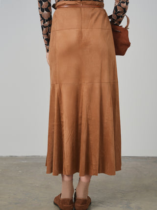 Ceremony Godet Suede Skirt
