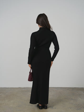 Ceremony Mockneck Metal Buttons Dress