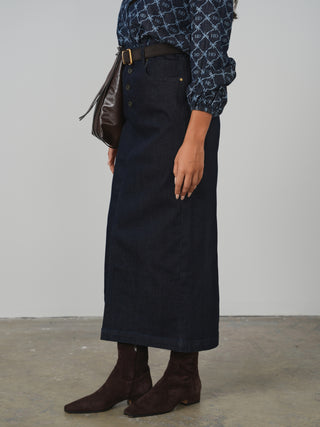 HD Exposed Button Denim Skirt