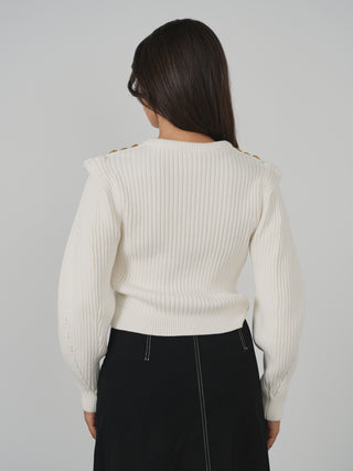 KM Shoulder Detail Striped Sweater