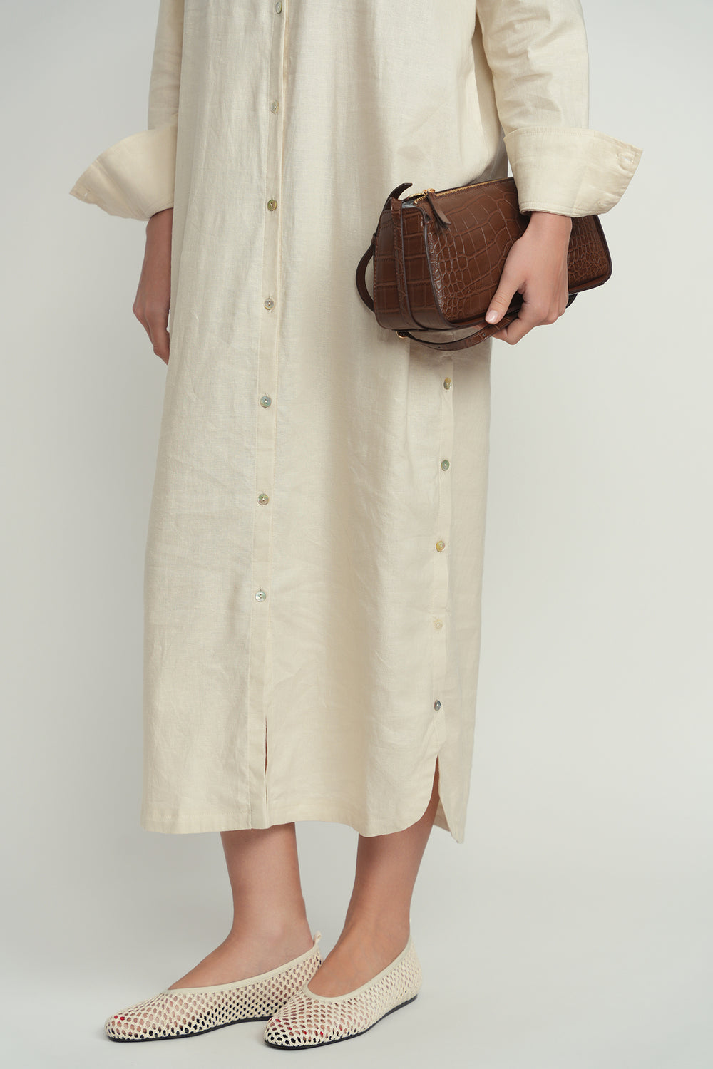 point linen shirt dress Lauren Ralph Laure Linen Point Collar Elbow Length Sleeve Fit And Flare Shirt  Dress