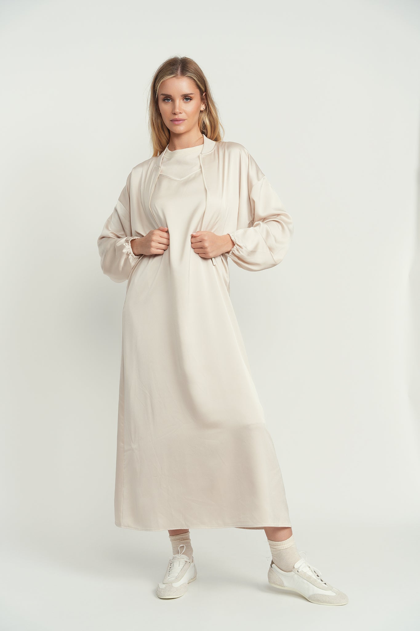 Point Satin A-Line Slip Dress Point Satin A-Line Slip Dress