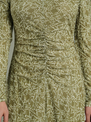 Ofd Ruched Aline Printed Dress