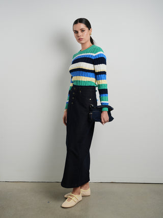 KM cable striped sweater