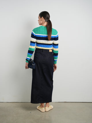 KM cable striped sweater