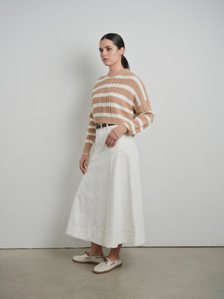 Km cable striped sailor sweater