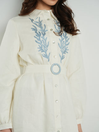 Cleo Embroidered Belted Shirtdress
