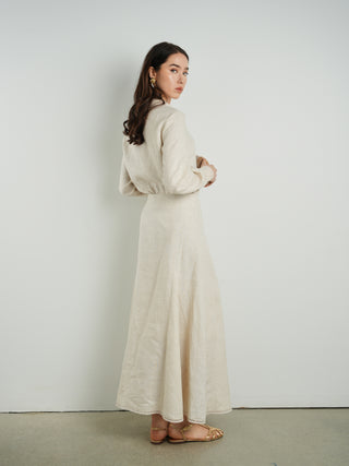 Cleo Crochet Trim Linen Skirt