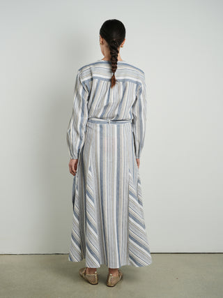 Ofd Striped Godet Wrap Skirt