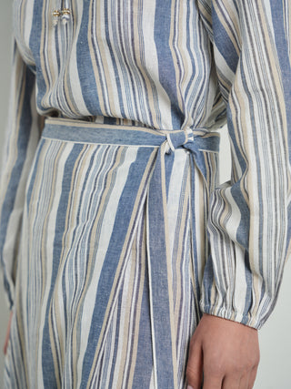 Ofd Striped Godet Wrap Skirt