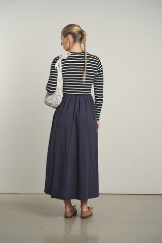 POINT MIXED POPLIN DRESS