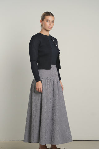 POINT RIBBED KNIT CARDI