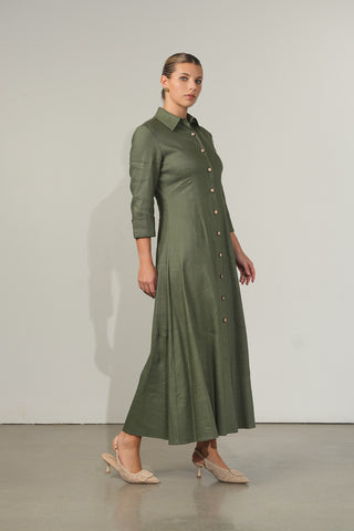 Ceremony Dart Waist Linen Dress