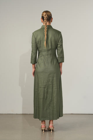 Ceremony Dart Waist Linen Dress