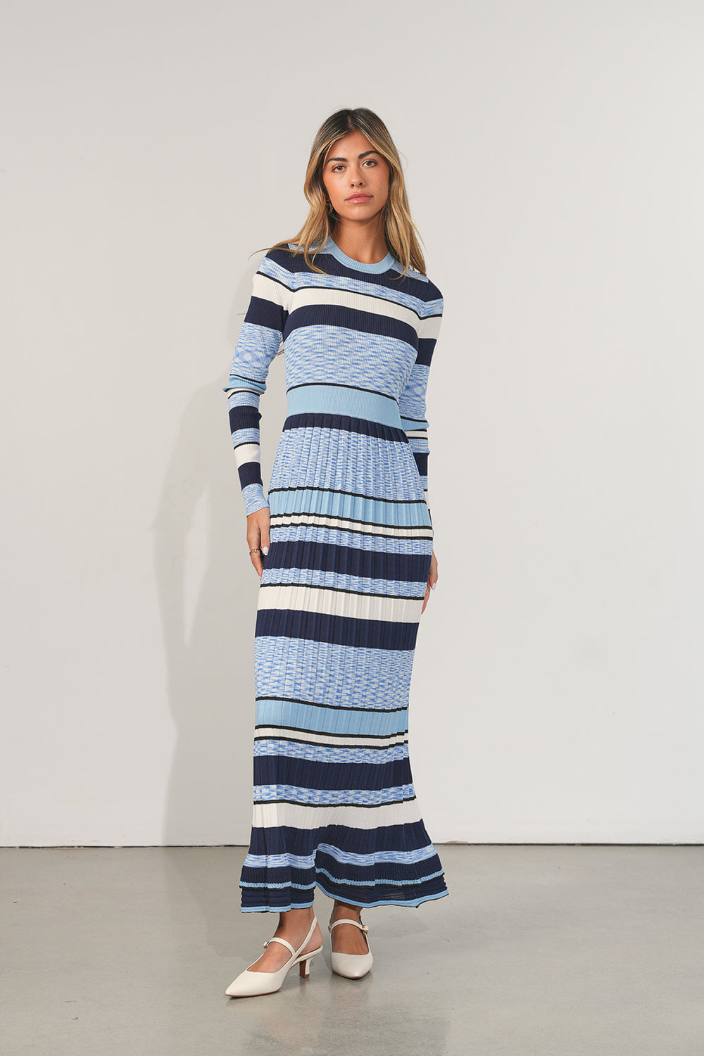 Ceremony Ruffle Hem Knit Maxi XXS / Navy Combo Ceremony Ruffle Hem Knit Maxi XXS / Navy Combo