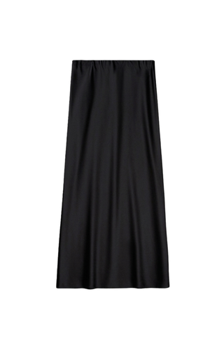 point satin straight skirt