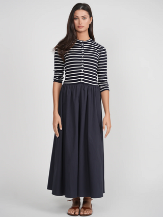 POINT MIXED POPLIN DRESS