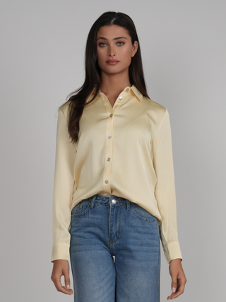 POINT SATIN BUTTON UP SHIRT