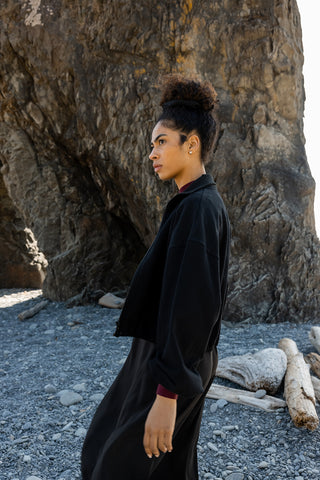 Point zip up crop jacket