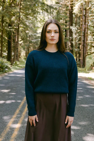 Point chunky crew sweater