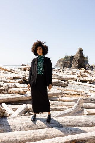 Point Printed Crop Mock Neck