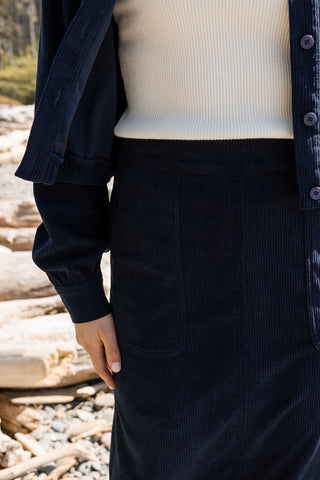 Point cord straight skirt